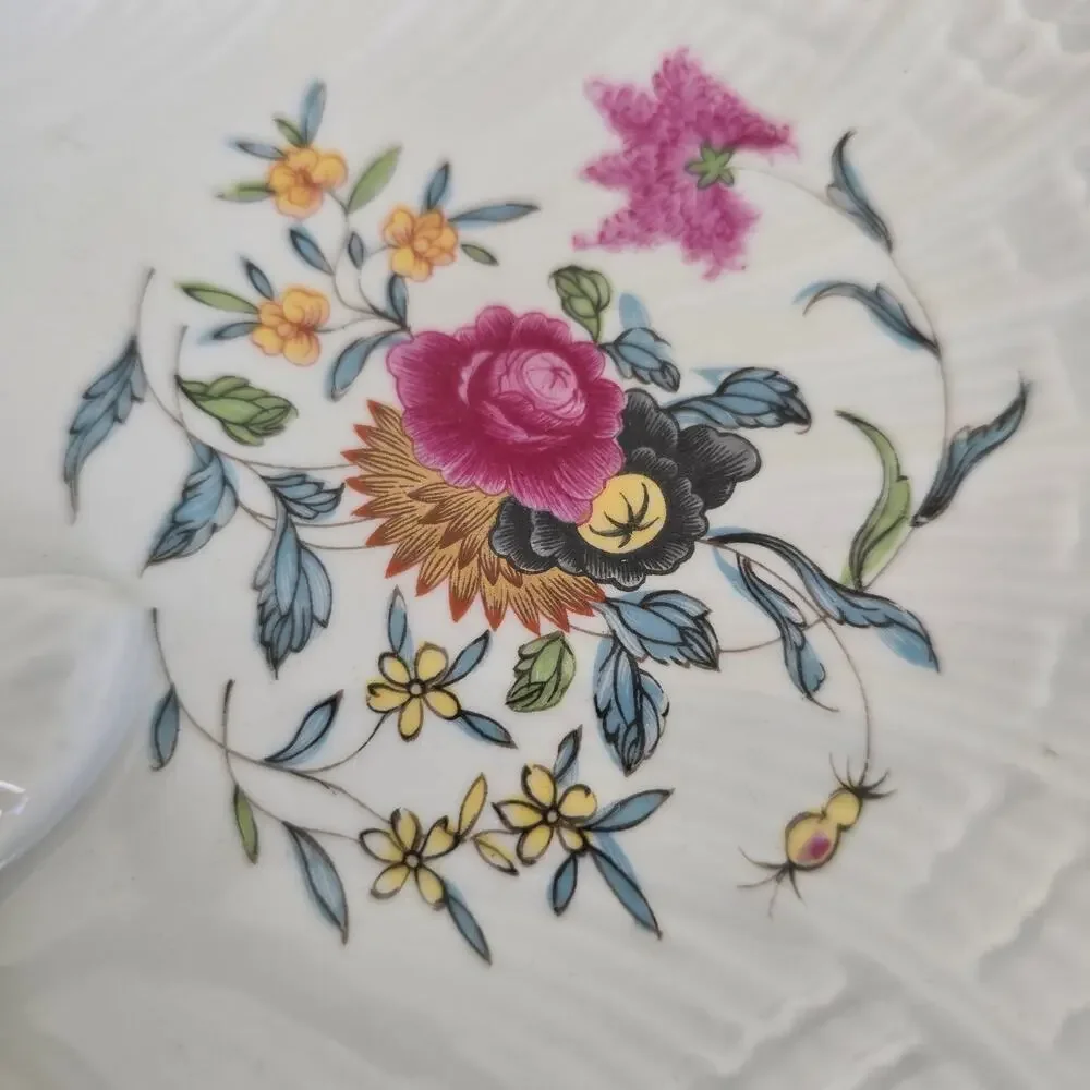 Vintage Haviland Limoge France Pondichery Handled Floral Double Shell Dish 1958